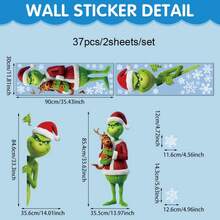 The Grinch ملصق نافذة عيد الميلاد من مادة PVC بتصميم كرتوني وحش أخضر وندفة ثلج، ملصق ثابت للزجاج، ديكور حفلة العطلات، مستلزمات تجمع العطلات - متعدد الألوان - مشاهدة 6