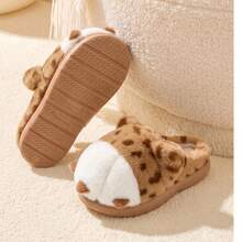 Sandal Rumah Musim Dingin Kartun Lucu Hangat Lembut & Tahan Lama Tekstur Anti-Selip Nyaman Berbulu Sepatu Pasangan - Khaki - View 5