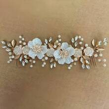1pc Leaf Pattern Ditsy Floral Elegant Party Alloy Hair Comb Bridal Wedding Hair Accessory All Seasons - Gold - View 8