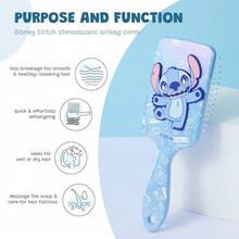 Miniso Disney Stitch Paddle Hair Brush, Cute Cartoon Air Cushion Detangling Comb, Blue Anti‑Static Massage Hairbrush For Girls - Baby Blue - View 5