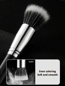 1pc Pointed Blush Makeup Brush, Mixed High-Low Bristles, Fine And Soft High-Quality Material, Blush Makeup Tool - black silver - View 2