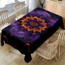 2D Flat, 1pc Soft, Fashionable And Beautiful Purple Mandala Pattern Tablecloth, Dining Table/Coffee Table/Desk/Coffee Table, Picnic/Outdoor Dining Table/Camping Dining Table, Exquisite Lifestyle, Home Fabric - A - View 3