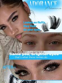 ADORANCE 2 Styles Lash Clusters Kit, 344PCS D Curl Cat Volume & Bottom Lashes, Fluffy Individual Eyelash Extensions With Bond And Seal Glue, DIY False Lashes For Custom Lash Maps, Salon-Style Eye Makeup - Black - View 4