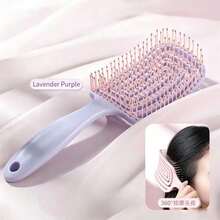 This Round, Grooved Dual-Function Comb Is Suitable For Dry And Wet Hair-Designed For Maximum Comfort, With A Handle Made Of ABS Plastic, It's Suitable For All Hair Types, Can Reduce Tangles And Knots, And Helps Improve Scalp Health. Its Soft Bristles Can Gently Comb Through Hair, Making It A Great Gift Choice For Women. - / - View 1
