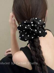 2/1pc Women's Loose Black And White Polka Dot Headband, Fashionable Multi-Purpose Elegant Minimalist Style - Multicolor - View 3