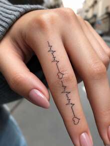 1pc Heart-Shaped Herbal Style Temporary Tattoo Sticker, Korean/90s/K-Pop Style, Waterproof, Sweat-Resistant, Non-Reflective - Blue - View 4