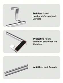 1 cái móc treo khăn cho cánh tủ bếp chậu rửa, giá treo cửa tủ bếp không cần khoan, giá treo khăn ngăn kéo, có màu đen/bạc/trắng - Bạc - Xem 8