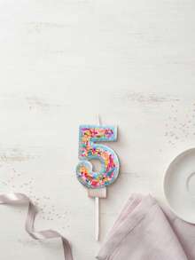 Light Blue Glitter Border Rainbow Candy Birthday Number Candle, Autumn Decor, Souvenir, Camping, Kitchen, Christmas, Party Gift, Kitchenware, Home Decor & Accessories, Party Decoration & Supplies - View 1