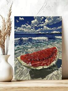 DIY Watermelon On Beach Ocean View (Frameless Or Framed 8x12 / 16x20 Inches) Paint By Numbers Kit(Acrylic) Arts & Crafts For Adult Beginners, Home Wall Decor, And Holiday Gifts - Sets - View 4