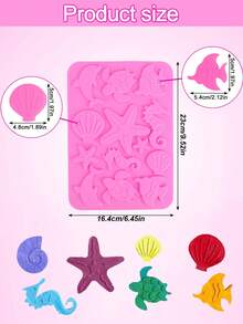 Cetakan Kue Silikon Hewan Laut Lucu 13 Rongga, Cetakan Dessert Penyu Laut Kuda Laut Bintang Laut Lumba-lumba Kerang untuk Cokelat, Jeli, Puding, Permen, Gummy dan Kue Mini, Alat Panggang Rumah Kreatif DIY - MultiWarna - View 4