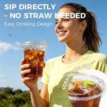 Heat-Resistant And Leak-Proof 16oz Coffee Cup With Lid, Perfect For Cold Brew Coffee, Iced Milk, Tea, Homemade Coffee, Fruit And Iced Tea Cold Drinks, Portable Commercial Takeout Cup For Camping And Team Use, Flip Lid Design, No Straw - Transparent - View 7