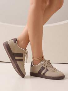 TCVC Women's Casual Colorblock Training Sneakers, Versatile Comfortable Sports Shoes For Daily Wear - Khaki - View 3