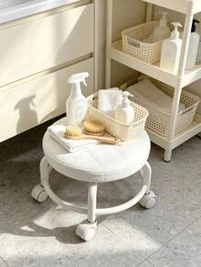 1pc Lightweight Portable Small Universal Wheel Shoe Bench, High Load-Bearing Wear-Resistant Base, Smooth Sliding Without Jamming, Movable Stool, Modern Minimalist INS Home Style, Solid Color Square Design, Quiet Universal Wheels With Flexible Steering, Thickened Seat Surface Anti-Pressure And Durable, Multi-Functional Storage Tea Table Stool, Low-Cost Rental Home Renovation Essential, Entryway Shoe Changing Use, Living Room Tea Table Side Spare Seat, Bathroom Balcony Leisure Small Seating, Youth Rental Home All-Season Universal Movable Stool - Multicolor - View 5
