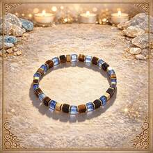 Vintage Style Square Tiger Eye Beaded Bracelet With Gold Spacers, Wealth-Attracting Jewelry To Attract Prosperity And Opportunity, Suitable For Daily Wear And Gifting - Multicolor - View 3