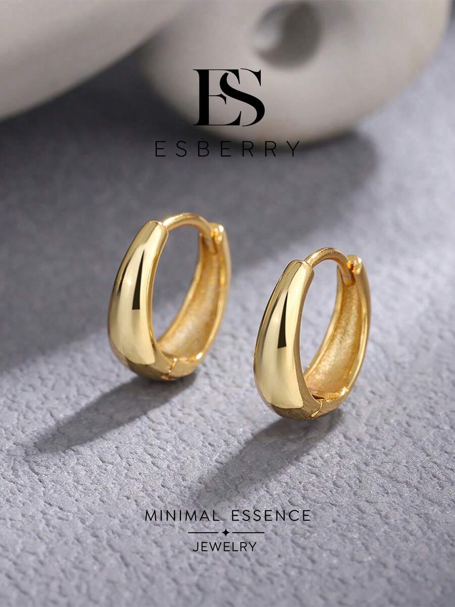 ESBERRY 1對12mm S-Cubic Zirconia圓形耳環，精緻珠寶，適合女性/女孩的禮物
