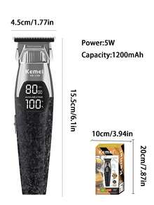 Kemei Men's Professional Hair Clipper - Precision Trimmer, Men's Electric Hair Clipper, USB Rechargeable, Pompadour Styling Hair Cutter, Comes With 3 Guide Combs, LED Display, Salon-Grade Hair Equipment, Suitable For Barber Shops And Everyday Home Use - View 9
