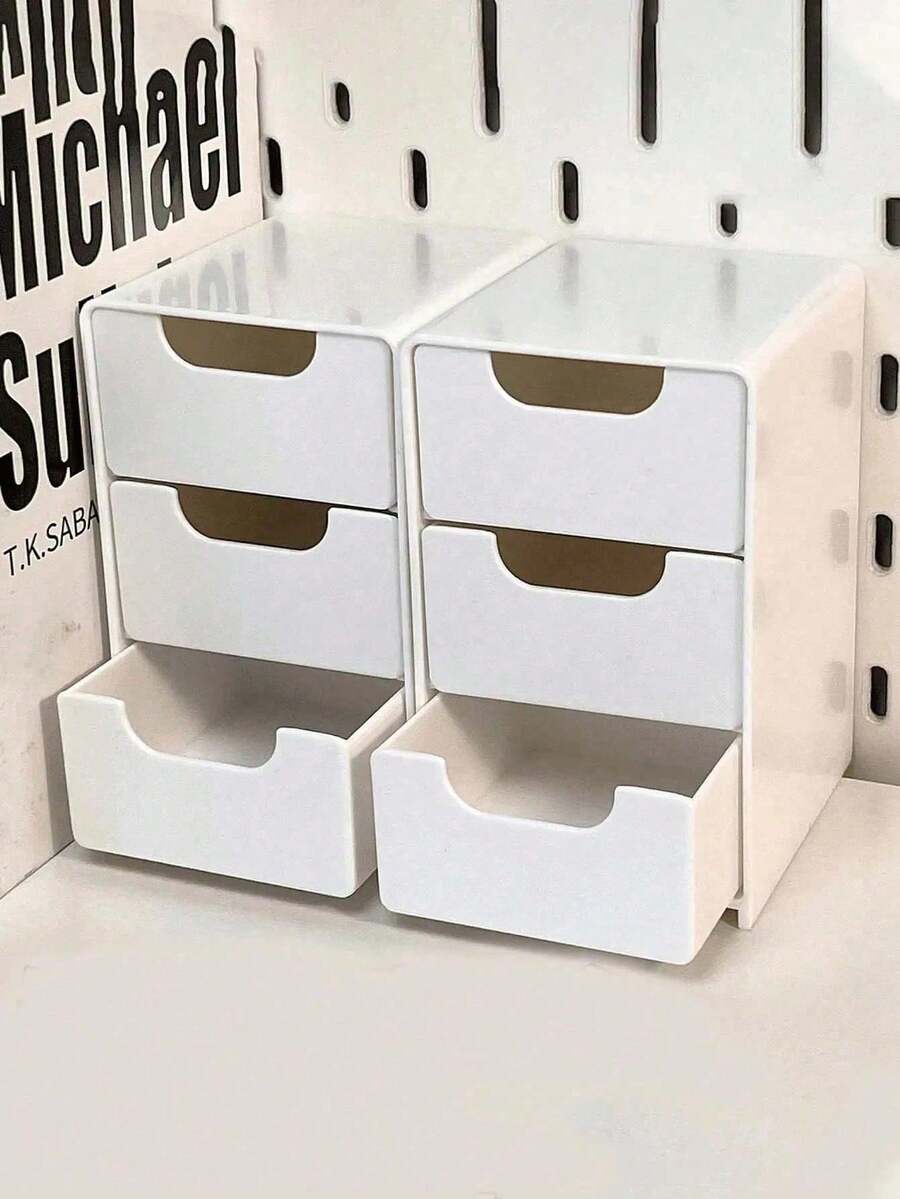Caja de almacenamiento estilo cajón mini 3/1 piezas, organizador multifuncional, caja de joyería de moda, organizador de escritorio, apto para joyas, pinzas para el cabello, anillos, cosméticos, esencial para el hogar, almacenamiento en el dormitorio, almacenamiento en la oficina, esencial para viajes, esencial para la vuelta a la escuela, también un regalo para mujeres, regalo de Halloween, regalo de Navidad - Blanco - Ver 1