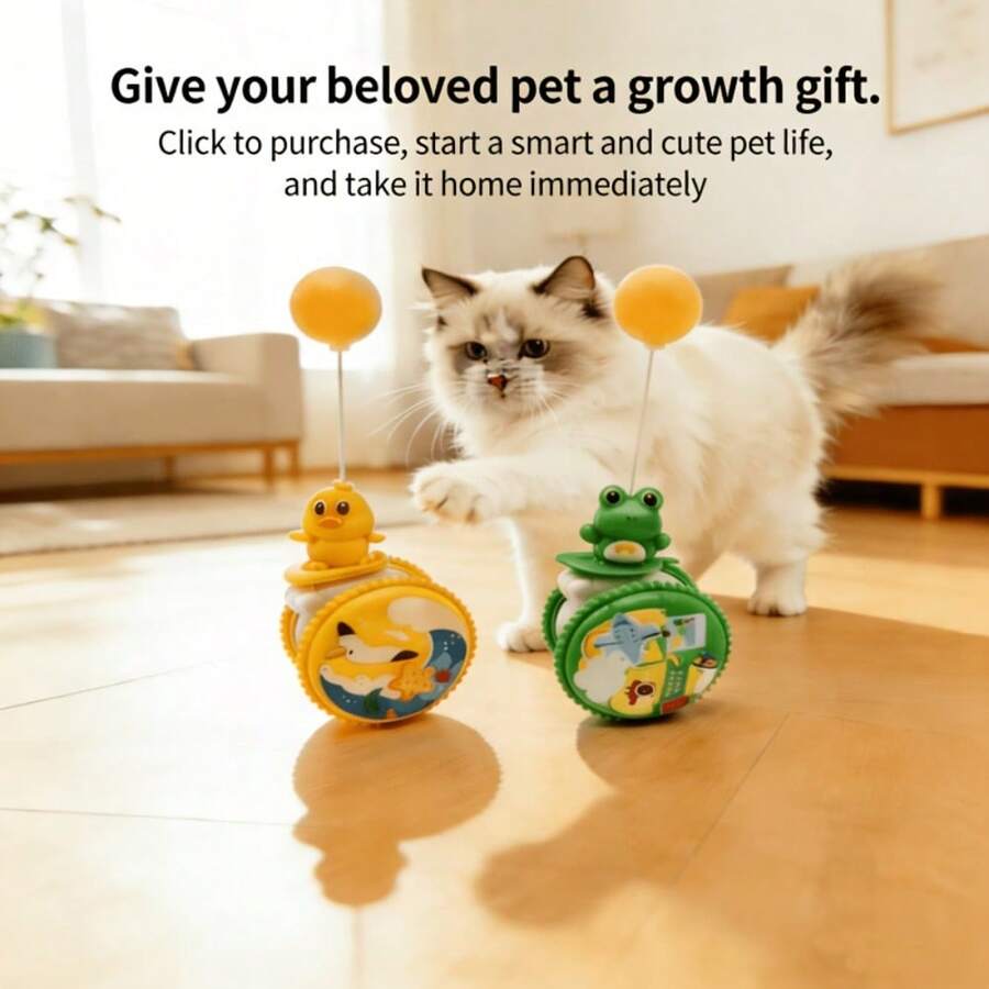 1pc Pet Toy Rolling Ball For Cats, Self-Entertainment Chewing Toy, Boredom Relief Biting Ping Pong Ball, Kitten Teaser Wand - Multicolor - View 1