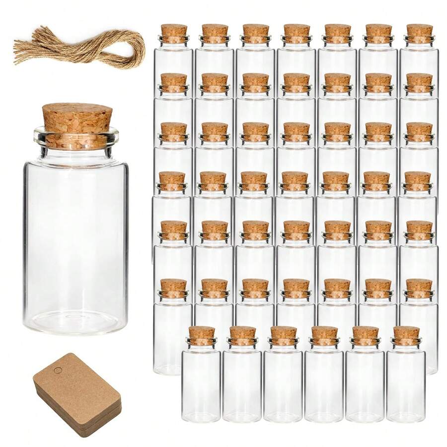 30Pcs Glass Bottles Mini Vials With Stoppers For DIY Decor Small Jars Mini Glass Bottles Tiny Glass Vials Lid Wedding Party Favors Art Crafts Storage Container Message Bottle DIY Craft Sample Containers(25ml) - Multicolor - View 1