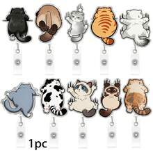 1pc Fun Cat Design Retractable Lanyard, Climbing Cat Decorative Stretch Cord, Office Desk Accessory - Multicolor - View 7