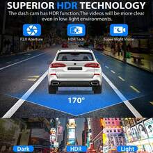 Triple Dash Cam 1080P Front/Rear/Interior, 3 Channel Car Camera With 32GB Card, IR Night Vision, 24/7 Parking Surveillance, G-Sensor, Loop Recording, For Cars, Trucks Battery Capacity 150mAh - Dash Cam - View 9
