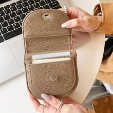 Half Moon Saddle Zipper Coin Purse, Twist Lock Lychee Grain Multi-Slot Card Holder - Multicolor - View 3