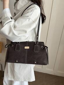 Cross-Border Autumn/Winter New Fashion Commuter Underarm Bag, Korean Style Minimalist Shoulder Bag, Large Capacity Handheld Tote Bag, Light Luxury - Coffee Brown - View 4