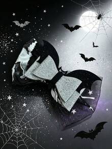 Halloween Glitter Bat Bow Hair Clips, Tulle Mesh Bow Barrettes, Dark Gothic Cosplay Party Hair Accessories For Women - Multicolor - View 2
