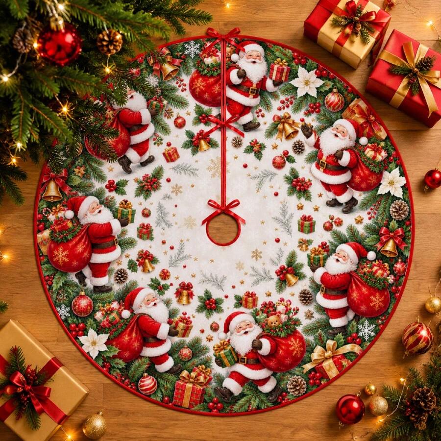 1件裝聖誕老人禮物圖案聖誕樹裙,優雅配色節日裝飾,5種尺寸,中性款節日禮物,適用於居家與派對聖誕裝飾 - 聖誕老人禮物 - 查看 1
