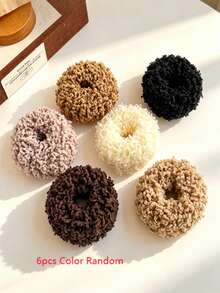 1/6pcs Autumn/Winter Thick High Elasticity Plush Hair Ties Versatile Bun Hair Rope Durable Non-Damaging Ponytail Hair Accessories For Women - Multicolor - View 11