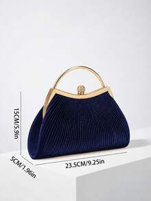 REMANLAND Glitter Bling,Shiny Glamorous,Elegant,Exquisite 1pc Rhinestone Decorated Fashion Metallic Evening Clutch Bag, Suitable For Women's Parties, Weddings, Banquets Dinner Bag,Evening Bag For Party Girl,Woman,For Female Perfect For Party,Wedding,Prom,Dinner/Banquet,For Best Gift For Women - Navy Blue - View 5
