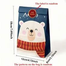 6pcs Christmas Candy Paper Gift Bags, Holiday Accessory Storage Bags, Suitable For New Year Gift Packaging - A - View 6