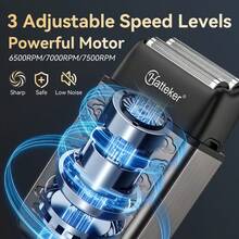 Hatteker 1pc Reciprocating Double Blade Hair Salon Oil Head Multi-Speed Adjustable Whitening Shaver Bald Head Clipper Electric Razor - Multicolor - View 6