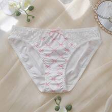DelicateAllure 2pcs Set Lace Patchwork Bowknot Padded Underwire Bra & Panty , Sweet & Charming, Lift & Support - White - View 19