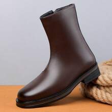 Men's Cowboy Boots Men's High Top Leather Cowboy Boots Men's Ankle Western Boots Men's High Cut Leather Boots Men's High Top Leather Motorcycle Boots - Brown - View 1