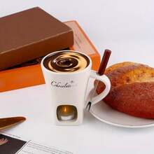 Panci Pelebur Cokelat Keramik untuk Dapur Rumah, Cangkir Pemanas Keju, Panci Fondue Cokelat dengan Garpu, Mug Industri, Cocok untuk Pesta Pernikahan di Luar Ruangan, Hadiah Ulang Tahun - MultiWarna - View 2
