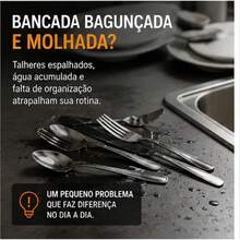 Escorredor Porta Talheres Aço Inox 2 Divisórias Para Cozinha - Prata - Visão 2