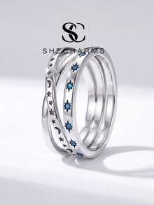 1pc Classic Star Moon Cross Diamond Ring, Engagement Gift, Holiday Gift, Exquisite Jewelry Gift - Style 3 - View 2