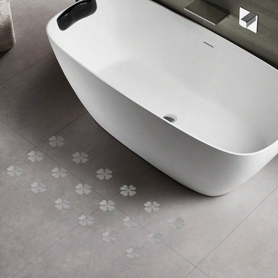 10pcs Transparent Clover-Shaped Bathtub Anti-Slip Stickers, Self-Adhesive Shower Floor Safety Non-Slip Mats, For Bathroom - AS052 Transparent - View 1