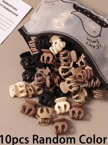 10/20/30 Pcs Simple Textured Coffee-Colored Pumpkin Claw Clips, Hair Accessories,Elegant Mini Hair Claws For Women,Fashionable Small Hair Clips - Multicolor - View 7