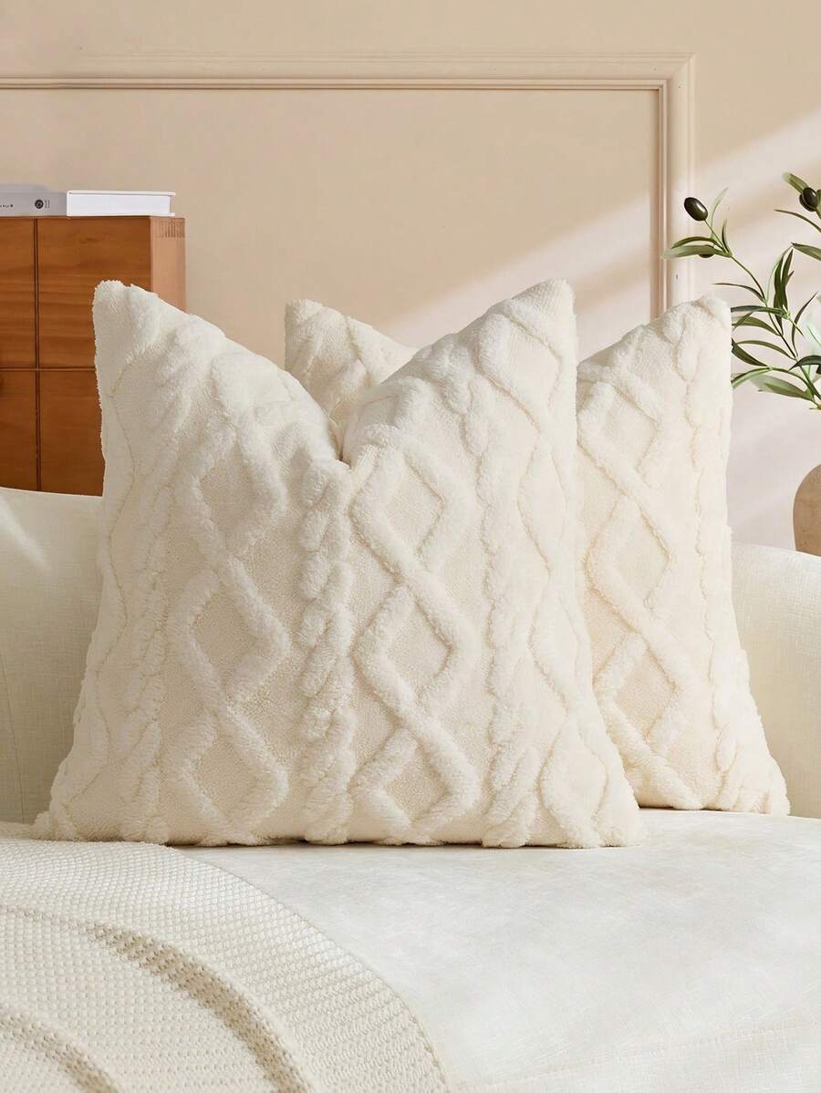 Decorative Faux Wool Pillow Covers, Soft Short Plush Square Pattern Cushion Covers, Modern Decor For Sofa, Home Bedroom, Dorm Use,Fall Decor,Autumn Decor,Room Decor