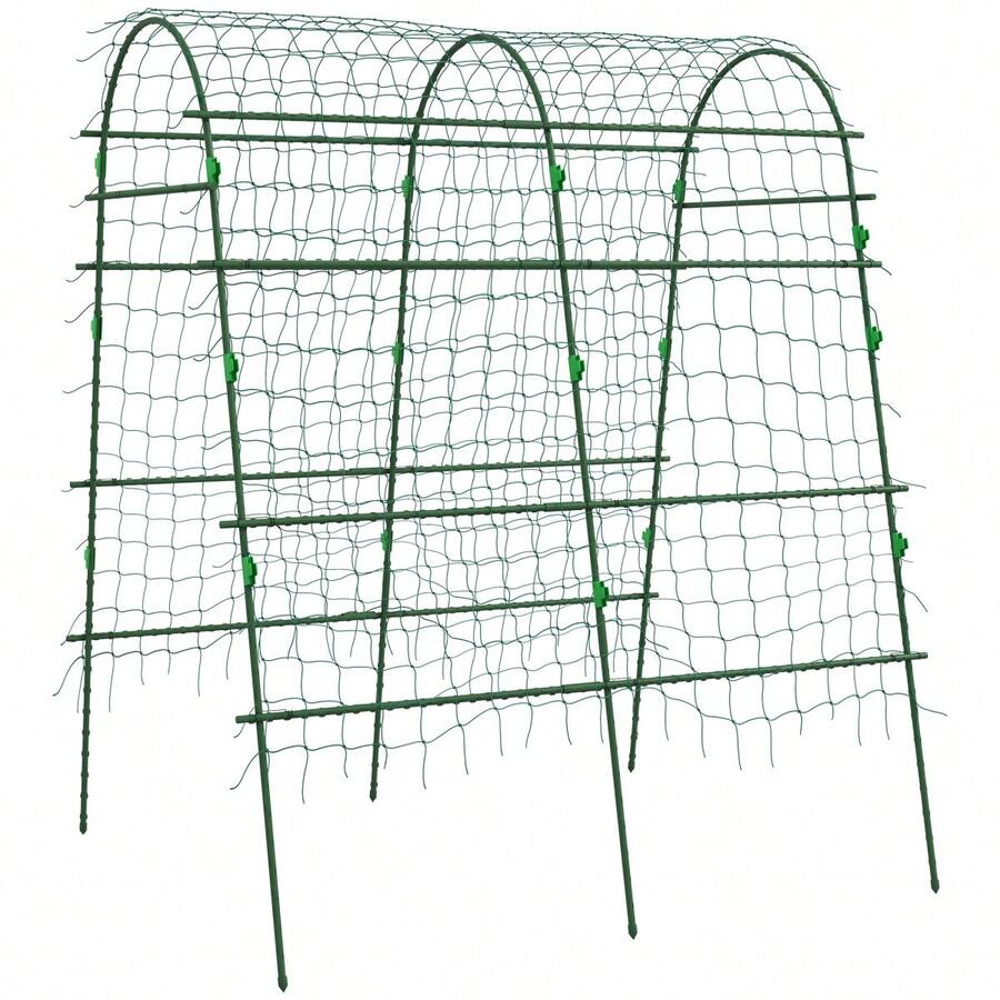 Climbing Plant Trellis, Adjustable Trellis, Plant Grid With Mesh, Plant Support For Garden And Balcony, Steel, Green, 144 X 167 X 206, On-Site - Green + Steel - View 1