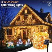 Solar Copper Wire Fairy String Lights For Outdoor Camping Picnic Party, 8 Lighting Modes, 7M50LED/12M100LED/22M200LED/32M300LED, Flexible Foldable Solar Powered Lights, Dusk Auto On For Tent Canopy Tree Table Decor - Solar Copper Wire Lights - View 3