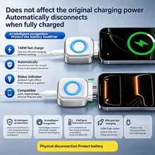 140W Full Charge Separator Type-C Phone Charger Fast Charging Adapter Earphone Phone Charger Auto Power-Off Power Protection Auto Disconnect Night Charging, Anti-Overcharge Separator - Silver - View 6