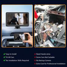 Layar Mobil Portabel 7 Inci, Apple CarPlay & Android Auto Nirkabel dan Berkabel, Bluetooth V5.3 Pemancar FM Kartu TF AUX, Layar 1024*600, Dukungan Video Mundur, Pemutar Multimedia Mobil 12-24V - Hitam - View 4