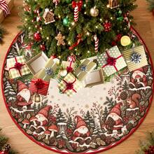 1pc Forest Gnome Faceless Doll Pattern Christmas Tree Skirt, Elegant Color Holiday Decoration, 5 Sizes, Unisex Holiday Gift, Suitable For Home And Party Christmas Decor - Forest Goblin Faceless Doll - View 1