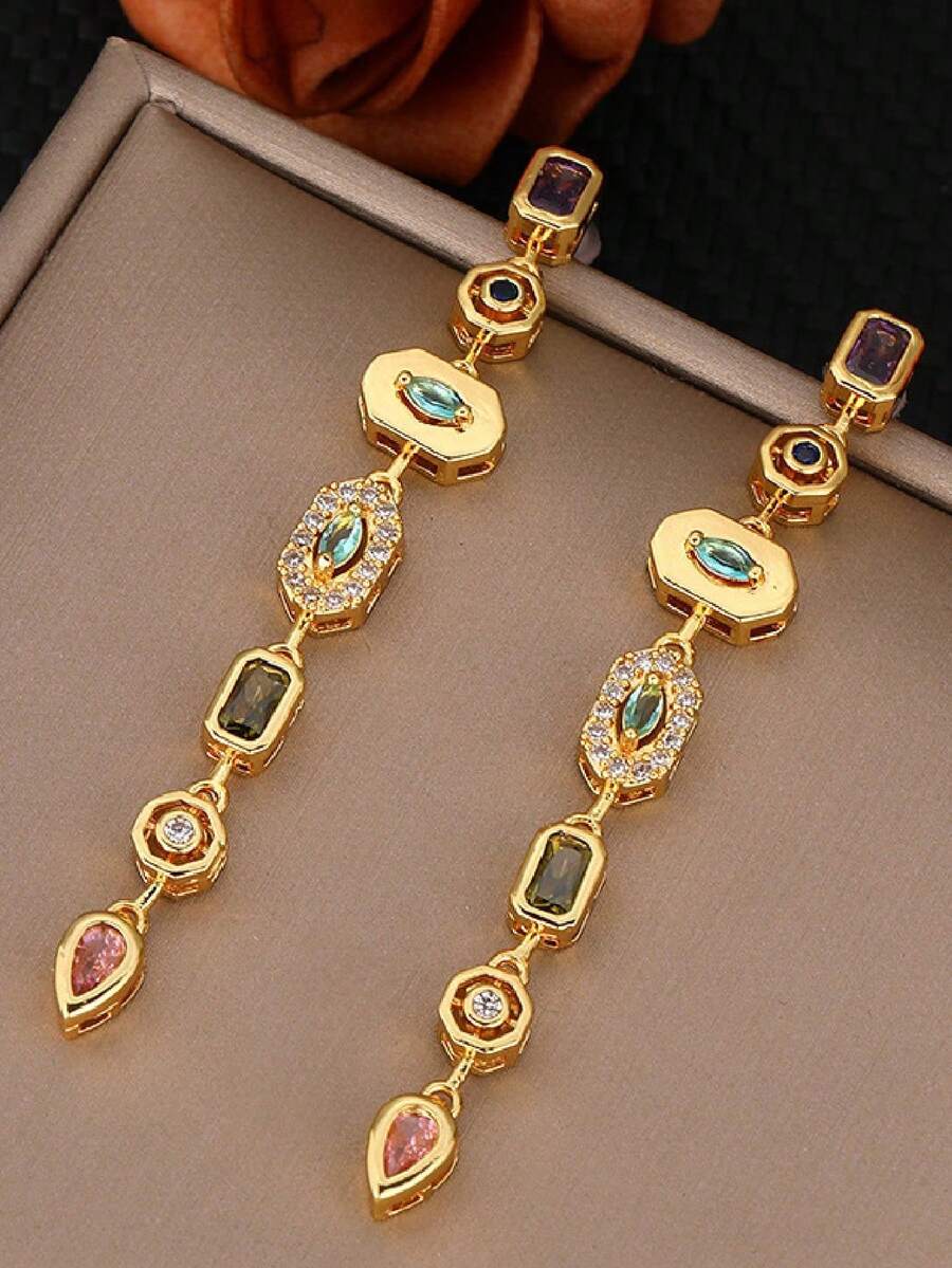Fashion Zirconium Dangle Earrings With Retro Charm - Women's Ear Studded Earrings - Earring - View 1