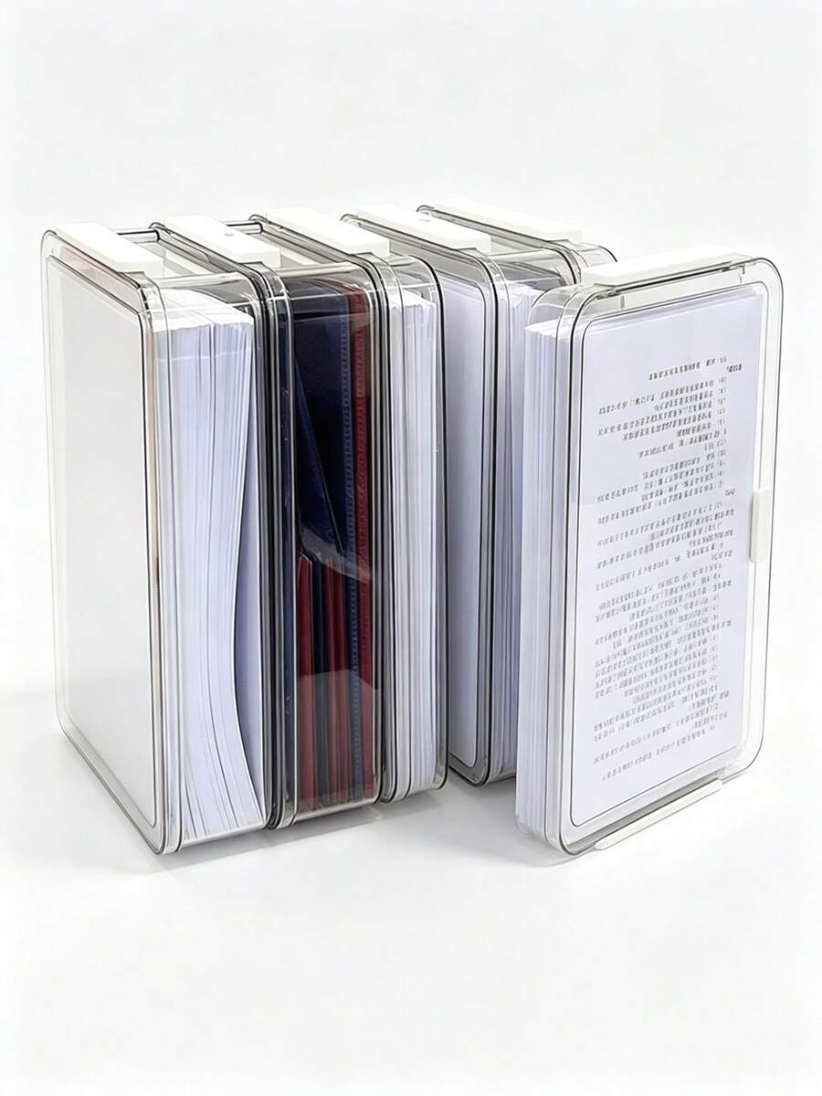 1pc Desktop Dust-Proof File Storage Box, A4 File Organizer, Home Use Registration Book Important Certificate Moisture-Proof Document Bag, Holiday Gift - A - View 1