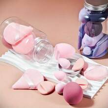 14pcs Makeup Sponge Set With Storage Jar, Soft Foundation Blender, Makeup Sponge Finger Puff, Dry & Wet Dual Use Foundation Powder Puff, Multiple Colors Available - Multicolor - View 2