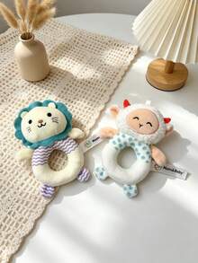 BBSKY 1pc Cute Animal Plush Rattle Toy For Baby Boys And Girls, Built-In Rattle And Crinkle Paper, Sensory Toy For Infant Grasping Training, Suitable As Newborn Baby Gift - Multicolor - View 1